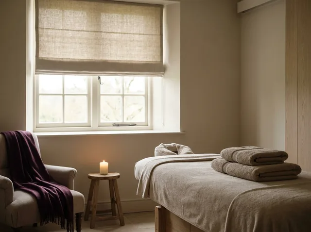 A spa treatment room prepared for the next guest