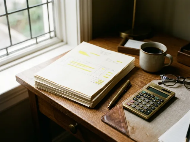 A printed statement and a pen on a desk in a hotel back office